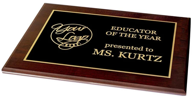 Alt view image 8 of 12 - Custom Laser Engraved Award Plaque, Personalized Recognition Plaque with Black Plate and Gold or Silver Engraving, Multiple Wood Finishes for Employee, Corporate & Achievement Awards | Custom