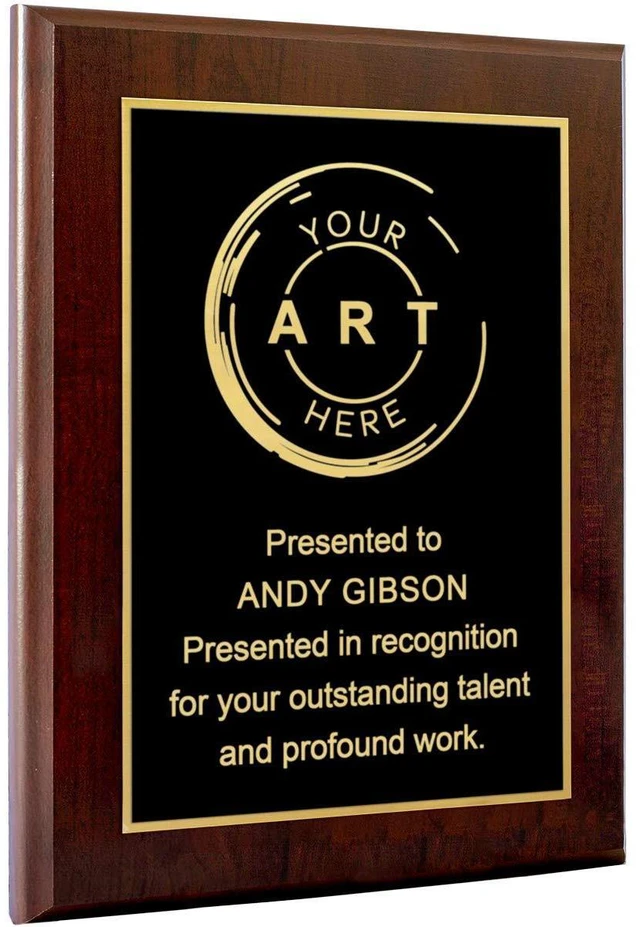 Alt view image 7 of 12 - Custom Laser Engraved Award Plaque, Personalized Recognition Plaque with Black Plate and Gold or Silver Engraving, Multiple Wood Finishes for Employee, Corporate & Achievement Awards | Custom
