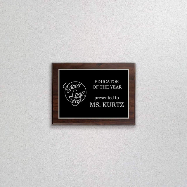 Alt view image 9 of 12 - Custom Laser Engraved Award Plaque, Personalized Recognition Plaque with Black Plate and Gold or Silver Engraving, Multiple Wood Finishes for Employee, Corporate & Achievement Awards | Custom