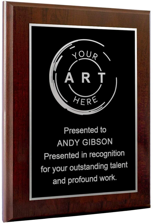 Alt view image 11 of 12 - Custom Laser Engraved Award Plaque, Personalized Recognition Plaque with Black Plate and Gold or Silver Engraving, Multiple Wood Finishes for Employee, Corporate & Achievement Awards | Custom