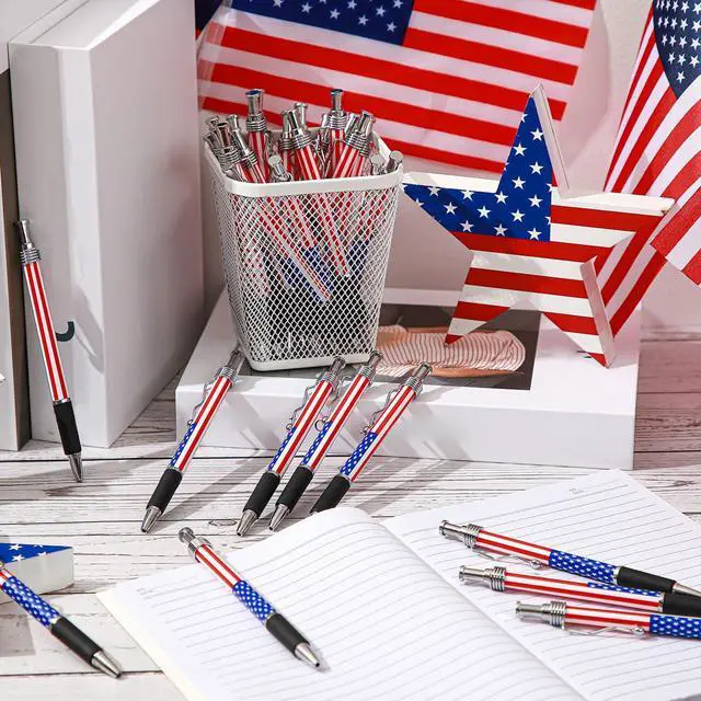 Alt view image 12 of 14 - 200 Pcs American Flag Pen 250 Anniversary Ballpoint Pen Patriotic Gift Bulk 4th of July Souvenir with Retractable Barrel for 250 Anniversary USA Independence Memorial Day Office Party Supplies