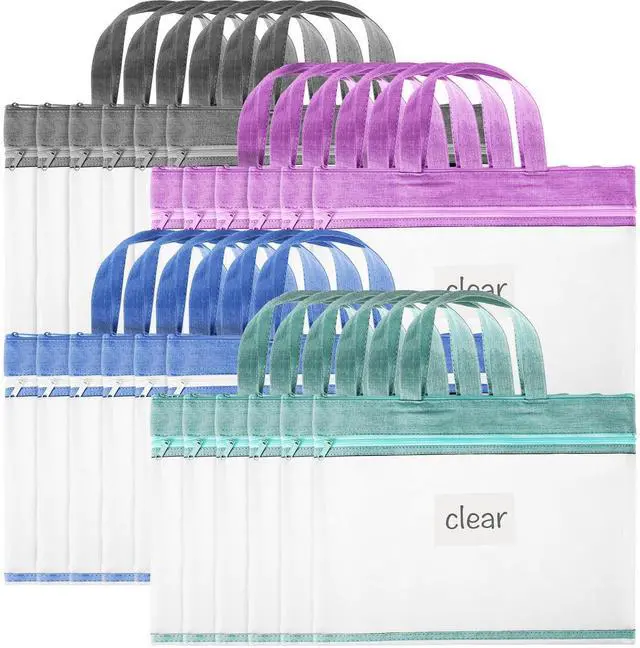 Alt view image 8 of 14 - 24 Pcs Student Book Pouches with Handle Document Bag Sew Project Bag for Quilting Mesh Zipper Pouch File Artwork Storage Organize for A4 Files, 14 x 11 Inch