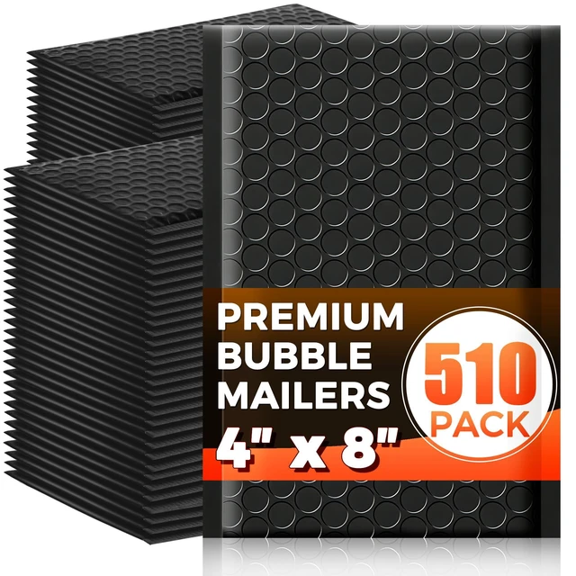 Alt view image 8 of 14 - 510-Pack Bubble Mailer 4'' x 8'' - Self-Sealing Waterproof Small Mailing Envelopes Padded Lightweight Shipping Bags for Accessories, Small Parts, Jewelry, Trading Cards, Compact Items 4x7 Usable Space