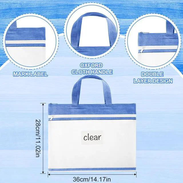 Alt view image 12 of 14 - 24 Pcs Student Book Pouches with Handle Document Bag Sew Project Bag for Quilting Mesh Zipper Pouch File Artwork Storage Organize for A4 Files, 14 x 11 Inch