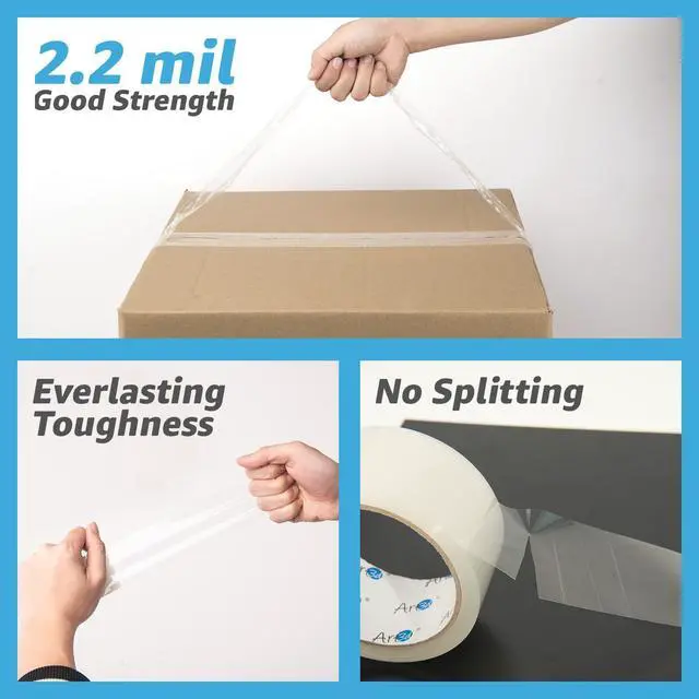 Alt view image 11 of 14 - 36 Rolls Clear Packing Tape, 1.88" x 55yds, Heavy Duty | 2.2 mil Thick, Carton Sealing, Strong Adhesive Tape for Shipping Moving Boxes, Home and Office Use
