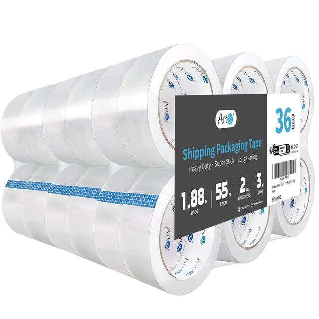 Alt view image 8 of 14 - 36 Rolls Clear Packing Tape, 1.88" x 55yds, Heavy Duty | 2.2 mil Thick, Carton Sealing, Strong Adhesive Tape for Shipping Moving Boxes, Home and Office Use