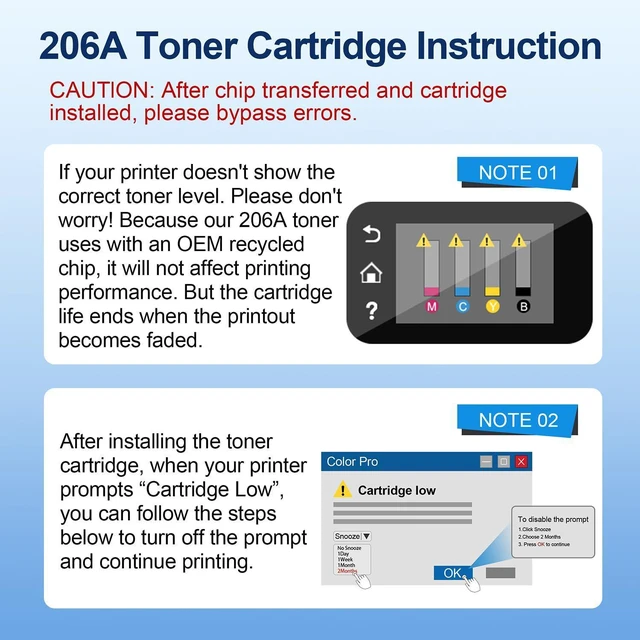 Alt view image 12 of 14 - 206A Black Toner Cartridge 2 Pack W2110A for HP M283fdw M283cdw | Replacement for HP 206A Toner 206X W2110X W2110A Toner Work for HP Color Laser Jet Pro MFP M283fdw M283cdw M255dw Printer