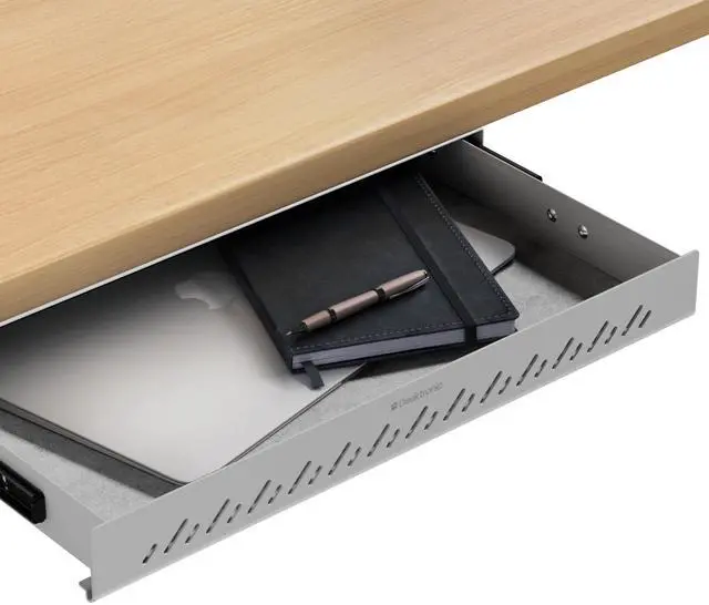 Alt view image 8 of 14 - Under Desk Drawer Hidden Under-Desk Storage Organizer, Easy Install, Large Capacity Metal Sliding Drawer for Home Office, Standing Desk & Workstation (Grey)
