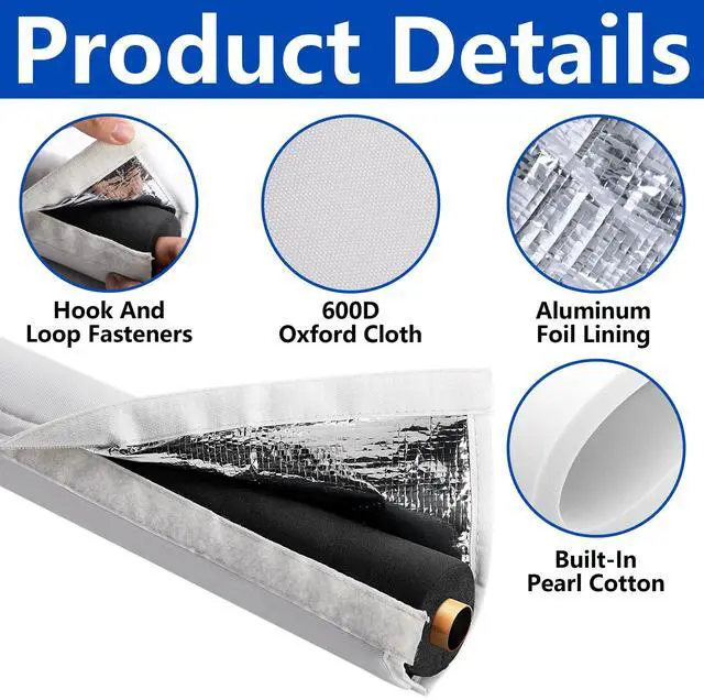 Alt view image 10 of 14 - 5-Layer HVAC Copper Pipe Insulation Cover, Outdoor AC Pipe Insulation Cover | 72" x10.2" 600D Oxford Flexible Copper Line Insulation Sleeve for Central Air Conditioning Mini Splits, White Gray