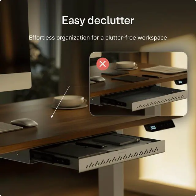 Alt view image 10 of 14 - Under Desk Drawer Hidden Under-Desk Storage Organizer, Easy Install, Large Capacity Metal Sliding Drawer for Home Office, Standing Desk & Workstation (Grey)