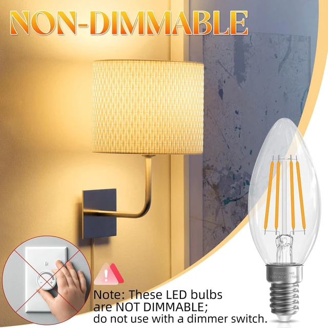Alt view image 11 of 14 - E12 Candelabra Bulb 40 watt Equivalent, E12 LED Bulb Soft White | 2700K Chandelier Light Bulbs, Non-Dimmable B10 Candle Light Bulbs, 400LM, Candelabra Bulbs, 90+CRI, Clear Glass, 12 Pack