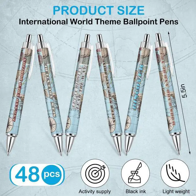 Alt view image 8 of 12 - 200 Pcs Travel Map Pen Bulk Airplane Baby Shower Favors Inspirational Pens Adventure Awaits Retractable Ballpoint Pen Black Ink Travel Baby Shower Gifts for Guests School Supply