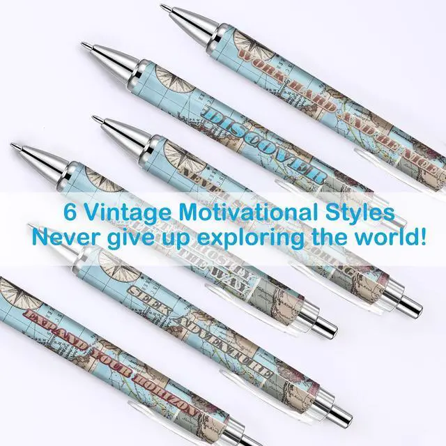 Alt view image 10 of 12 - 200 Pcs Travel Map Pen Bulk Airplane Baby Shower Favors Inspirational Pens Adventure Awaits Retractable Ballpoint Pen Black Ink Travel Baby Shower Gifts for Guests School Supply
