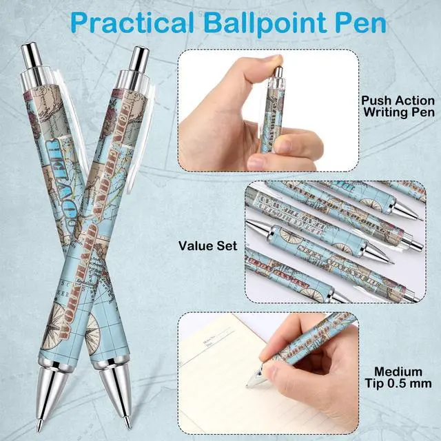 Alt view image 9 of 12 - 200 Pcs Travel Map Pen Bulk Airplane Baby Shower Favors Inspirational Pens Adventure Awaits Retractable Ballpoint Pen Black Ink Travel Baby Shower Gifts for Guests School Supply