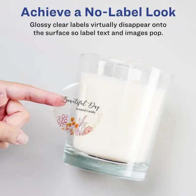 Alt view image 9 of 14 - Glossy Clear Round Labels, Sure Feed Technology, 1.5" Diameter, 1,000 Glossy Clear Labels, Print-to-The-Edge, Laser/Inkjet Printable