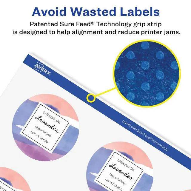 Alt view image 11 of 14 - ® Glossy Clear Round Labels, Sure Feed® Technology, 3" Diameter, 300 Glossy Clear Labels, Print-to-The-Edge, Laser/Inkjet Printable