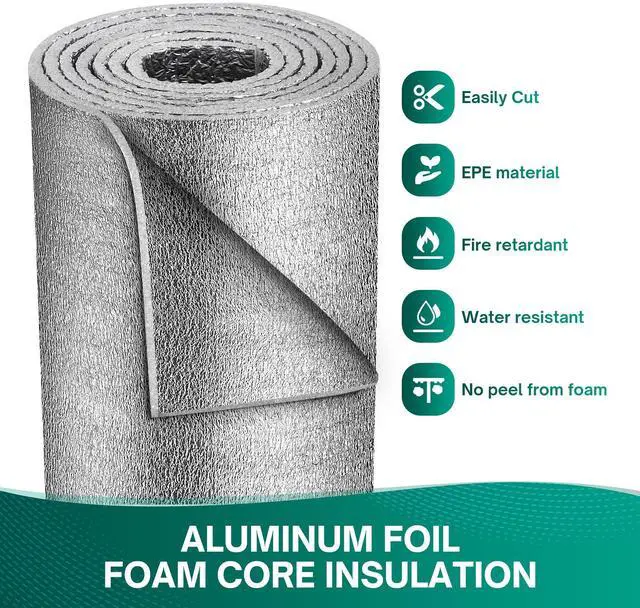 Alt view image 8 of 8 - Reflective Window Insulation Roll, 48 in x 10 ft Heat Blocker | Window insulation for summer heat, double-sided reflective foil, foam core, RV and home windows, folded for shipping