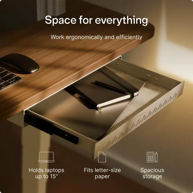 Alt view image 13 of 14 - Under Desk Drawer Hidden Under-Desk Storage Organizer, Easy Install, Large Capacity Metal Sliding Drawer for Home Office, Standing Desk & Workstation (Grey)