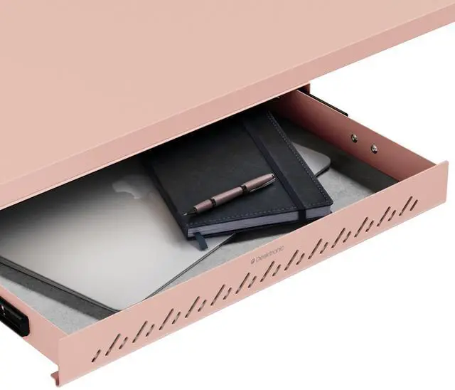 Alt view image 8 of 14 - Under Desk Drawer Hidden Under-Desk Storage Organizer, Easy Install, Large Capacity Metal Sliding Drawer for Home Office, Standing Desk & Workstation (Pink)