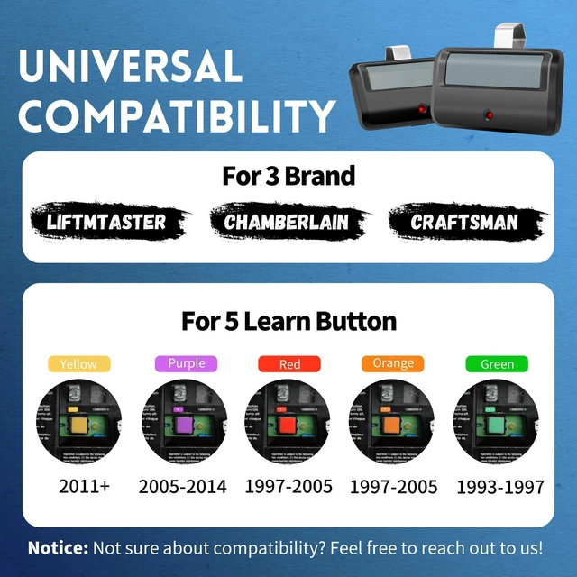 Alt view image 9 of 12 - 2 for Chamberlain LiftMaster Craftsman Garage Door Opener Remote | Universal, Simplified Pairing, Security Rolling Code Technology, Long Distance Remote, Replacement for 891LM 971LM