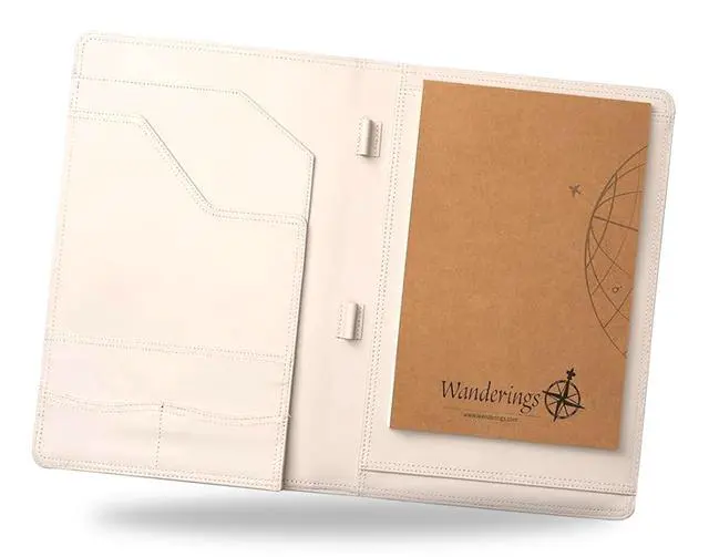 Alt view image 8 of 14 - Vintage Leather Padfolio - 10" x 13" - Professional Organizer and Resume Folder Antique Leather Document Portfolio with Writing Pad. Ideal Gift for Men and Women - Oat Color