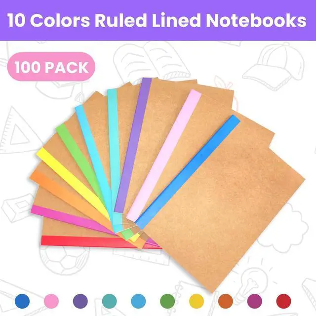 Alt view image 9 of 14 - 100 Pack A5 Notebooks Bulk, 8.3 x 5.5 inch Ruled Lined Kraft Composition Notebooks Bulk 10 Color Soft Cover Travel Journals for Students Classroom Office (Colourful,60 Pages 30 Sheets) (100, 10 Color)