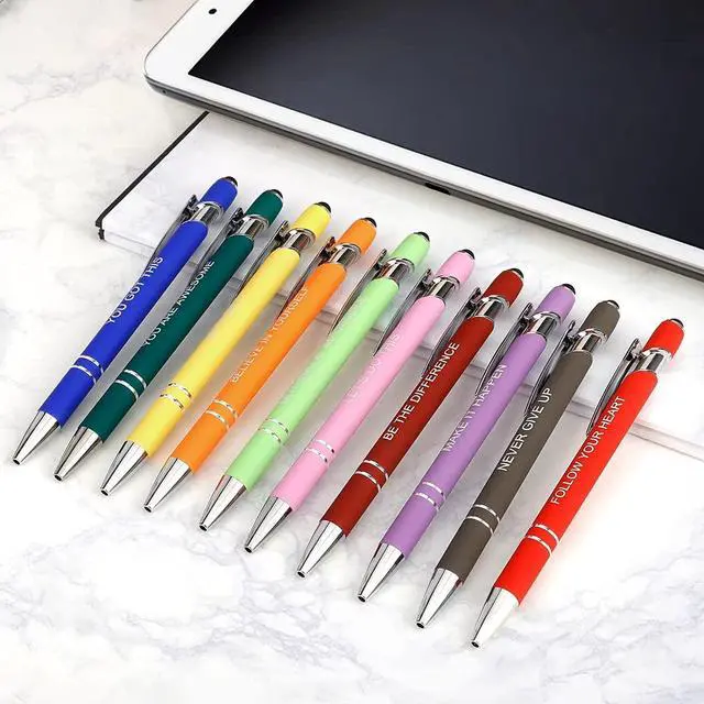Alt view image 12 of 14 - 100 PCS Inspirational Pens Bulk with Stylus Tip Gifts Black Ink | Motivational Ballpoint Ink Pen Gifts for Women Teacher Students Coworkers Office Supplies
