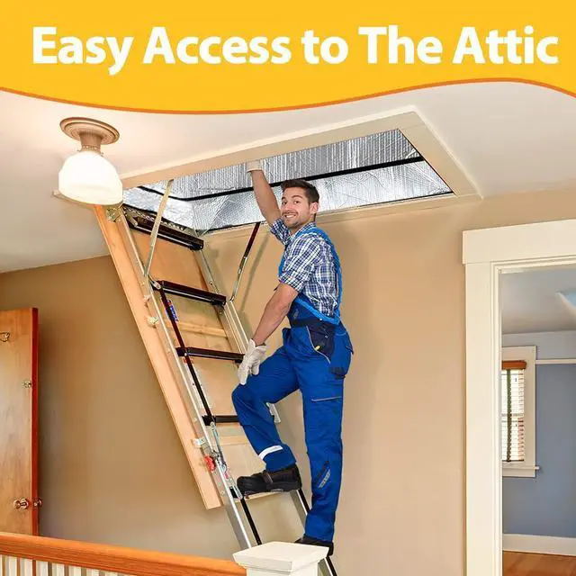 Alt view image 12 of 14 - Attic Door Insulation Cover 25"x54"x11", Energy Saving Tent Attic Stairs Cover Ladder Pull Down Insulator, R-Value 15.5 Thicken Aluminum Foil Stairway Insulation with Zipper Fireproof