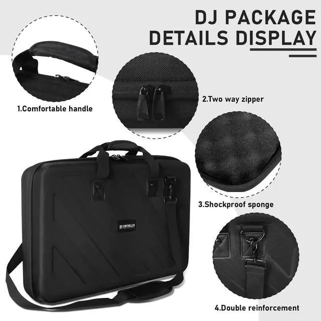 Alt view image 10 of 14 - Hard Case Compatible with Pioneer DJ Controller RX,SX,SX2,SX3/DDJ-FLX6/Denon MC7000 Protective Carrying Storage Bag,Blcak(l-27.2 x 15.7 x 4 Inch)