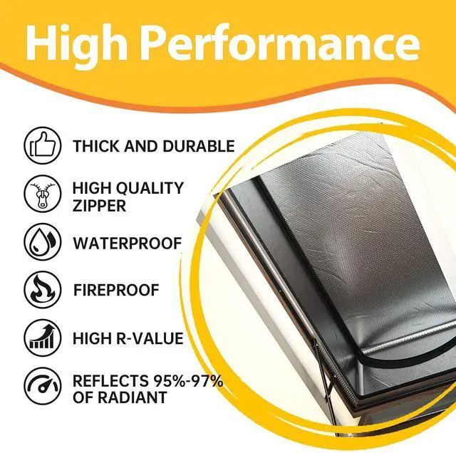 Alt view image 10 of 14 - Attic Door Insulation Cover 25"x54"x11", Energy Saving Tent Attic Stairs Cover Ladder Pull Down Insulator, R-Value 15.5 Thicken Aluminum Foil Stairway Insulation with Zipper Fireproof