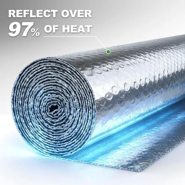 Alt view image 11 of 14 - Reflective Insulation Foam,48" x 10 Ft Window Insulation for Summer Heat,Aluminum Foil Bubble Insulation Roll for Keep Heat,Window Insulation Kit for RV, Thermal Insulation Cover for Window