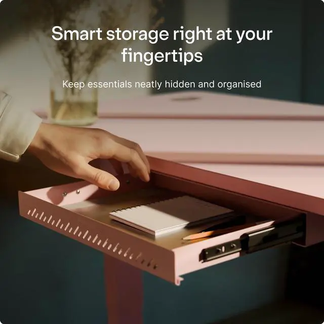 Alt view image 9 of 14 - Under Desk Drawer Hidden Under-Desk Storage Organizer, Easy Install, Large Capacity Metal Sliding Drawer for Home Office, Standing Desk & Workstation (Pink)