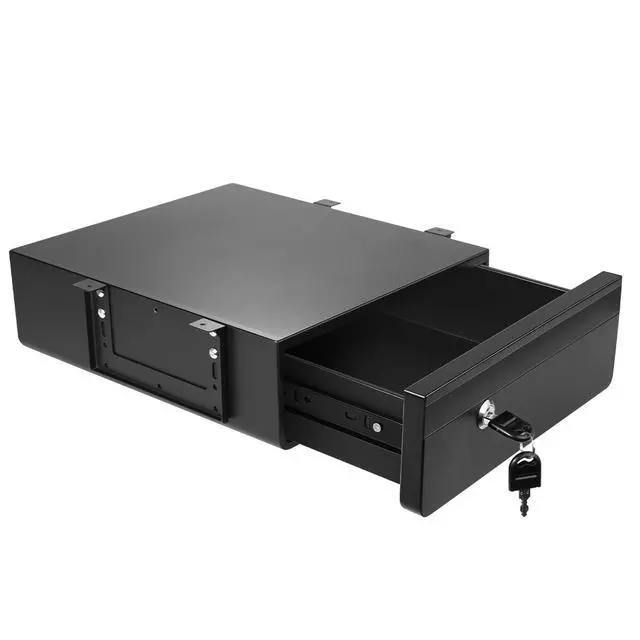 Alt view image 8 of 14 - 14 in Deep Under Desk Drawer Lockable, Pull Out Storage Organizer | Carbon Steel Under Table Drawer with Lock & Key, Adjustable Height Under Desk Drawer Slide Out Smooth Slide Rails,Hold 33 lbs