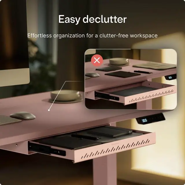Alt view image 10 of 14 - Under Desk Drawer Hidden Under-Desk Storage Organizer, Easy Install, Large Capacity Metal Sliding Drawer for Home Office, Standing Desk & Workstation (Pink)