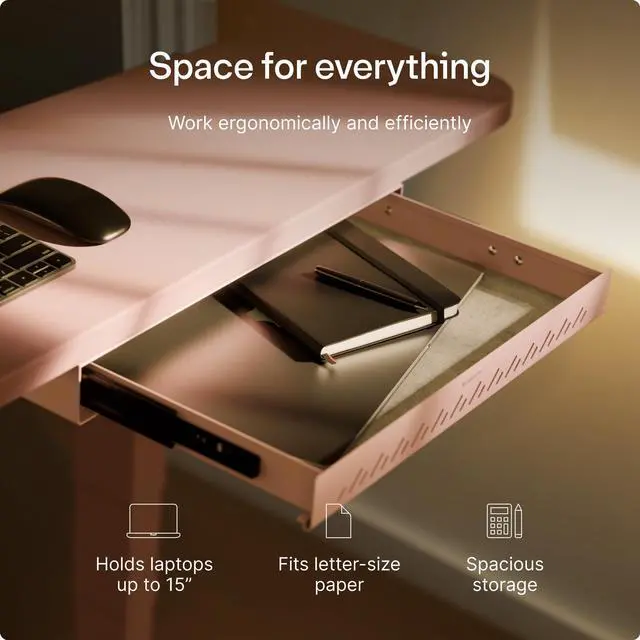 Alt view image 13 of 14 - Under Desk Drawer Hidden Under-Desk Storage Organizer, Easy Install, Large Capacity Metal Sliding Drawer for Home Office, Standing Desk & Workstation (Pink)