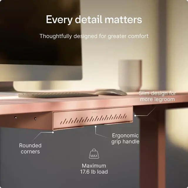Alt view image 14 of 14 - Under Desk Drawer Hidden Under-Desk Storage Organizer, Easy Install, Large Capacity Metal Sliding Drawer for Home Office, Standing Desk & Workstation (Pink)