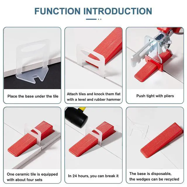 Alt view image 10 of 14 - Tile Leveling System Clips 1/16" Tile Leveler Clips 1.5mm 2000 Pcs DIY Tile Leveler Spacers for Professional Ceramic Tile and Stone Installation