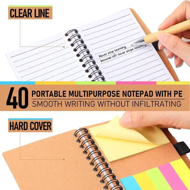 Alt view image 10 of 12 - 40 Sets Teacher Appreciation Gifts Inspirational Spiral Notebook Journal with Sticky Notepad Pen Bulk Thank You Gifts for Coworker Team Office Supplies First Day of School Year (Kraft)