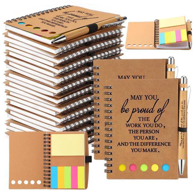 Alt view image 7 of 12 - 40 Sets Teacher Appreciation Gifts Inspirational Spiral Notebook Journal with Sticky Notepad Pen Bulk Thank You Gifts for Coworker Team Office Supplies First Day of School Year (Kraft)