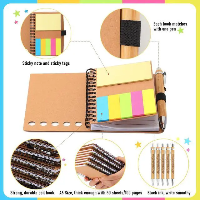 Alt view image 9 of 12 - 40 Sets Teacher Appreciation Gifts Inspirational Spiral Notebook Journal with Sticky Notepad Pen Bulk Thank You Gifts for Coworker Team Office Supplies First Day of School Year (Kraft)