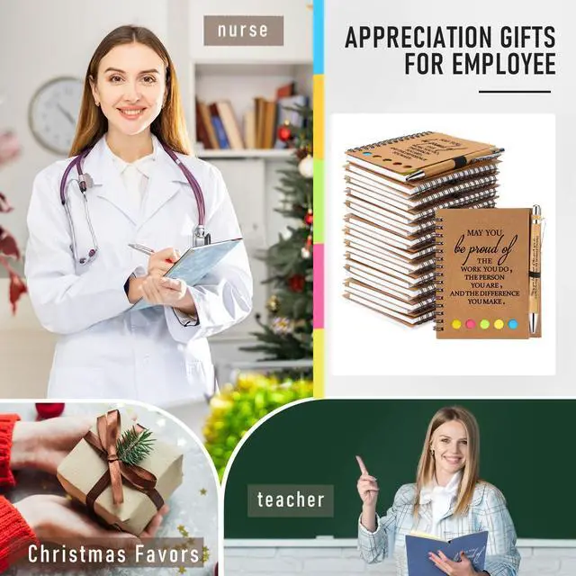Alt view image 12 of 12 - 40 Sets Teacher Appreciation Gifts Inspirational Spiral Notebook Journal with Sticky Notepad Pen Bulk Thank You Gifts for Coworker Team Office Supplies First Day of School Year (Kraft)