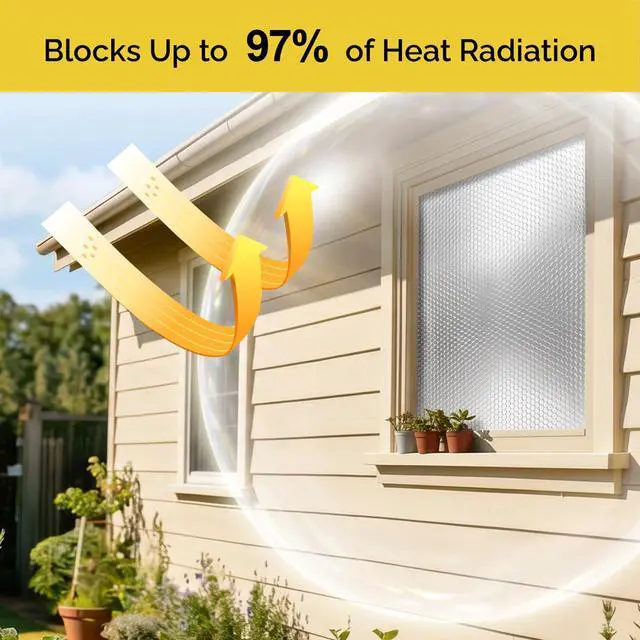 Alt view image 9 of 14 - Reflective Bubble Insulation Sheet, Double Side Window Insulation for Summer Heat, 48" x 10 Ft Aluminum Foil Bubble Shield, Sun Reflector for Window, RV, Garage Door, Roof