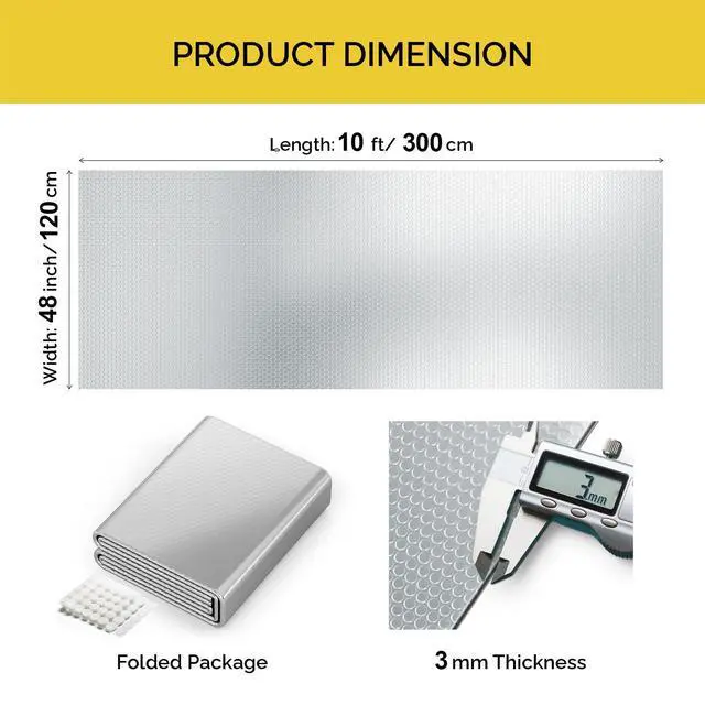Alt view image 14 of 14 - Reflective Bubble Insulation Sheet, Double Side Window Insulation for Summer Heat, 48" x 10 Ft Aluminum Foil Bubble Shield, Sun Reflector for Window, RV, Garage Door, Roof