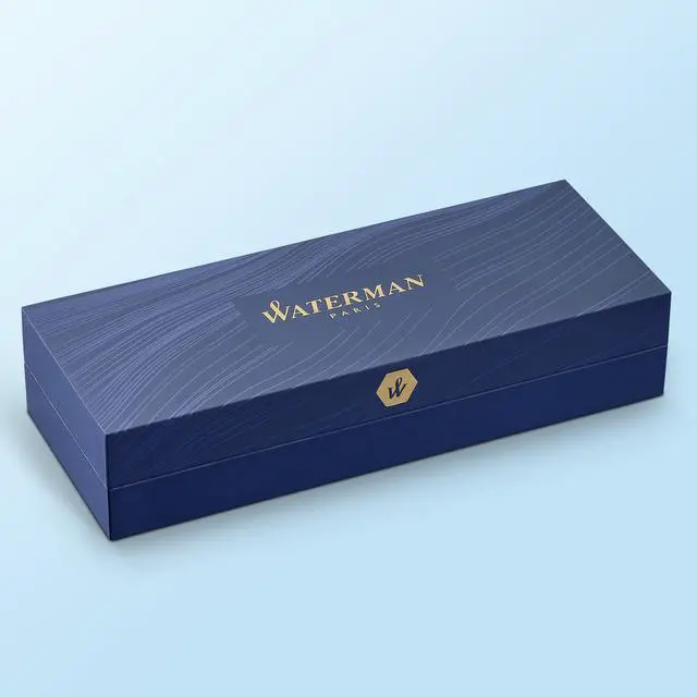 Alt view image 12 of 14 - Hémisphère Ballpoint Pen | Gloss Black with 23k Gold Trim | Medium Point | Blue Ink | Gift Box