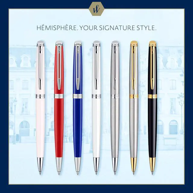 Alt view image 14 of 14 - Hémisphère Ballpoint Pen | Gloss Black with 23k Gold Trim | Medium Point | Blue Ink | Gift Box