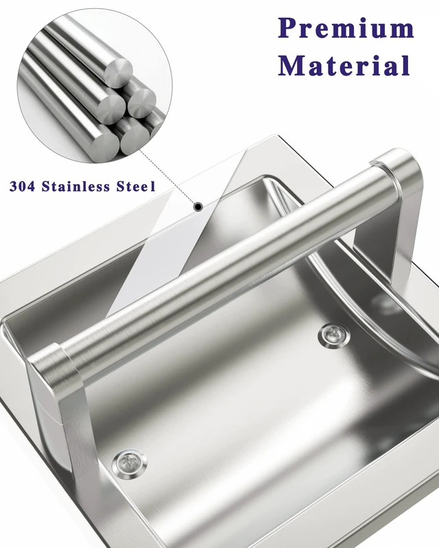 Alt view image 10 of 14 - Toilet Paper Holder 2 Pack, Recessed Pivoting Toilet Paper Holder Wall Mount Stainless Steel for Large Rolls in Bathroom (Brushed Nickel)