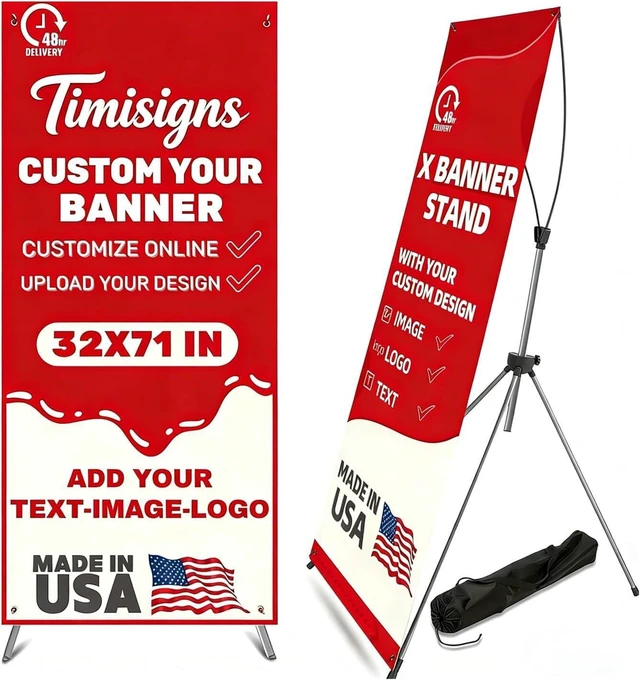 Alt view image 8 of 14 - Custom X Banner Stand 32"x71",Portable Retractable Banner with Travel Bag for Advertising,Party,Graduation, Celebration,Exhibition,Outdoor & Indoor Display (Only Stand 2Pack)