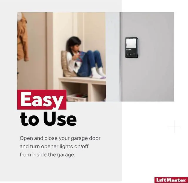Alt view image 9 of 12 - 78LM - Garage Door Opener with Lighting Control - Compatible Only with Security+ 2.0 Garage Door Openers - Wall-Mounted for Convenience - Wired Connectivity for Power Source, Black
