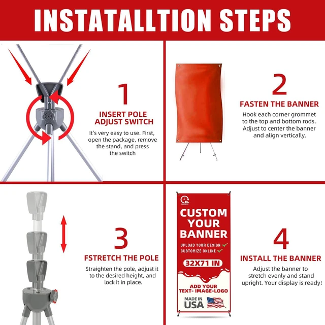 Alt view image 10 of 14 - Custom X Banner Stand 32"x71",Portable Retractable Banner with Travel Bag for Advertising,Party,Graduation, Celebration,Exhibition,Outdoor & Indoor Display (Only Stand 2Pack)