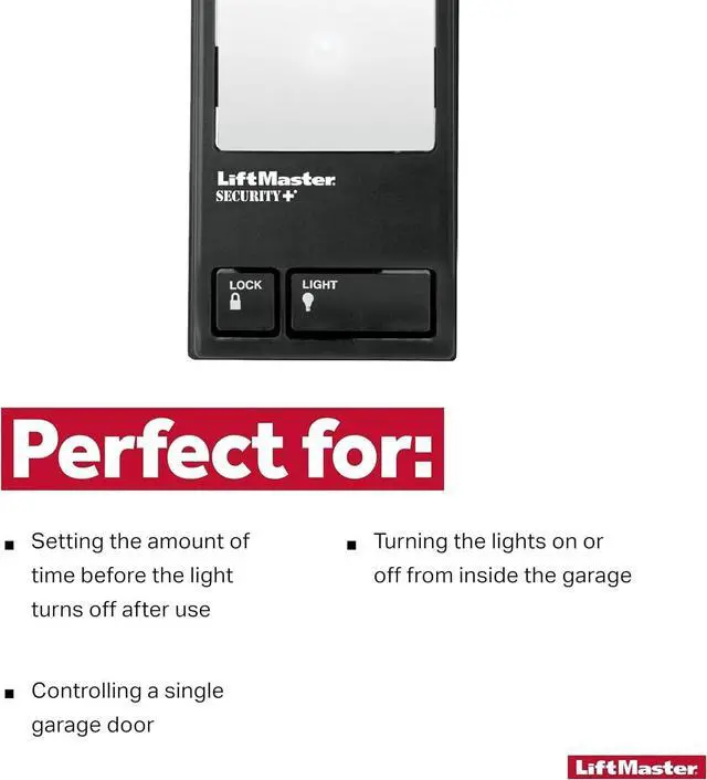 Alt view image 12 of 12 - 78LM - Garage Door Opener with Lighting Control - Compatible Only with Security+ 2.0 Garage Door Openers - Wall-Mounted for Convenience - Wired Connectivity for Power Source, Black